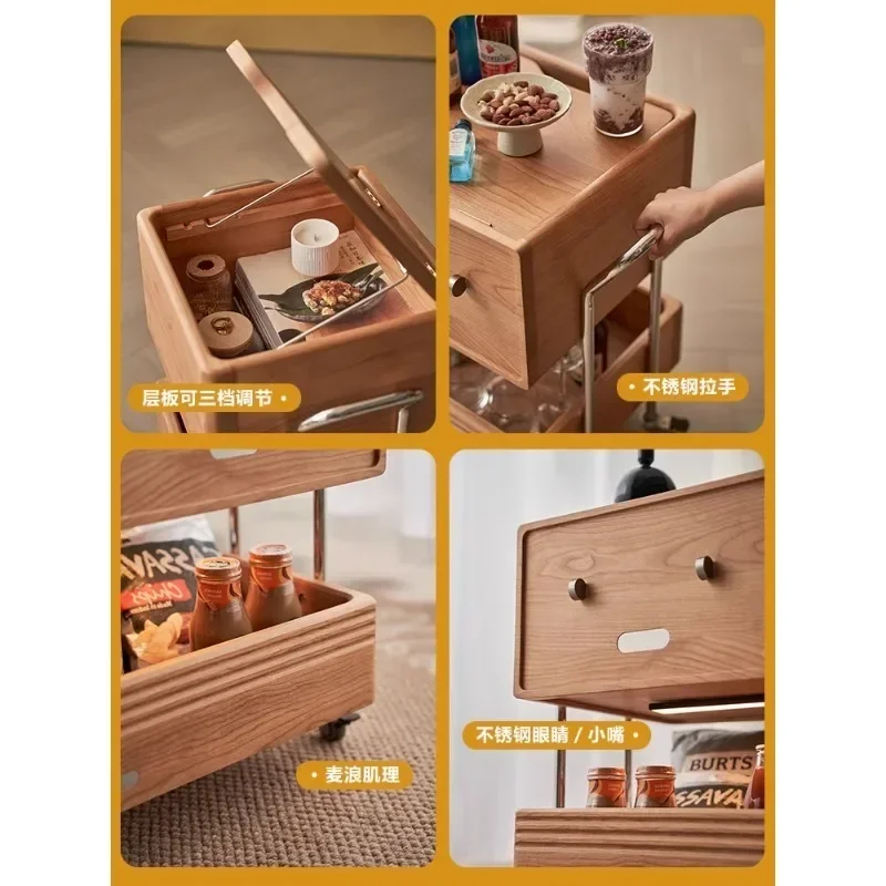 Robot side few solid wood removable sofa side cherry wood bedroom TV side bedside table