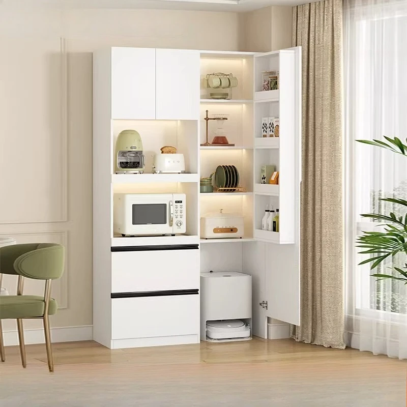 Simple and multi-functional kitchen, side cabinet, cupboard integrated, wall sweeping robot storage, high cabinet customization