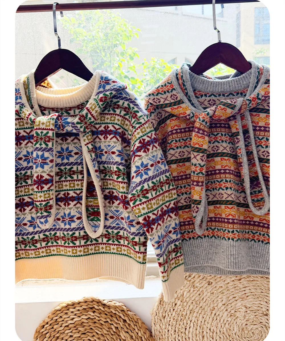 Kids Fair Isle Sweater autumn and winter boys and girls Comfortable sweaters knitted pullover warm baby clothes