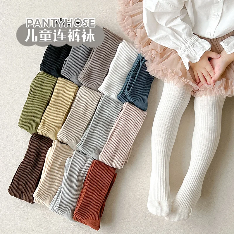 Baby Tights Striped Children Pantyhose Knitted Girls Stockings Candy Color Tights for Kids Spring Autumn School Stockings