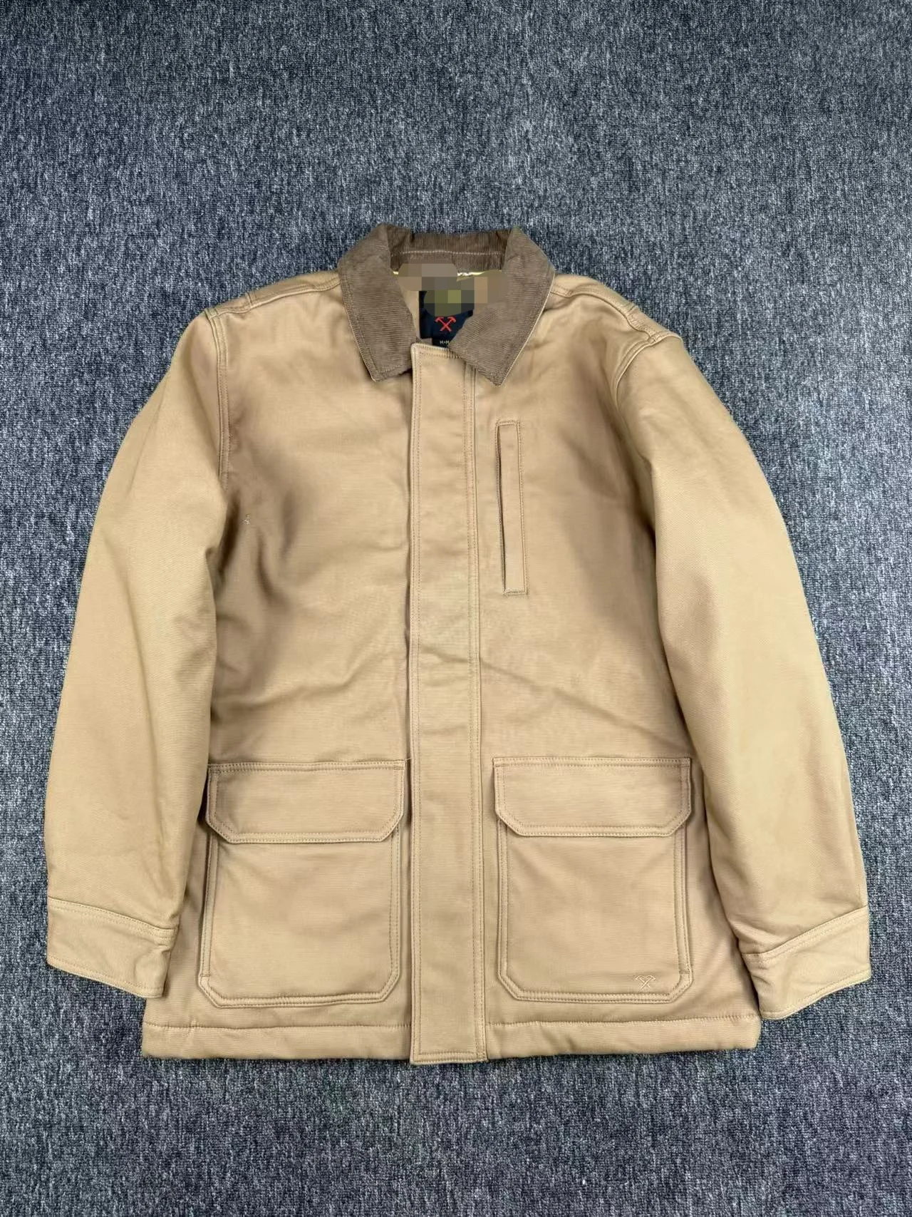 

Men's Winter Cotton Workwear Jaet Large Size Canvas Coat Warm Flap Collar Multi-ket Durable Polyester Fiber Long Sve