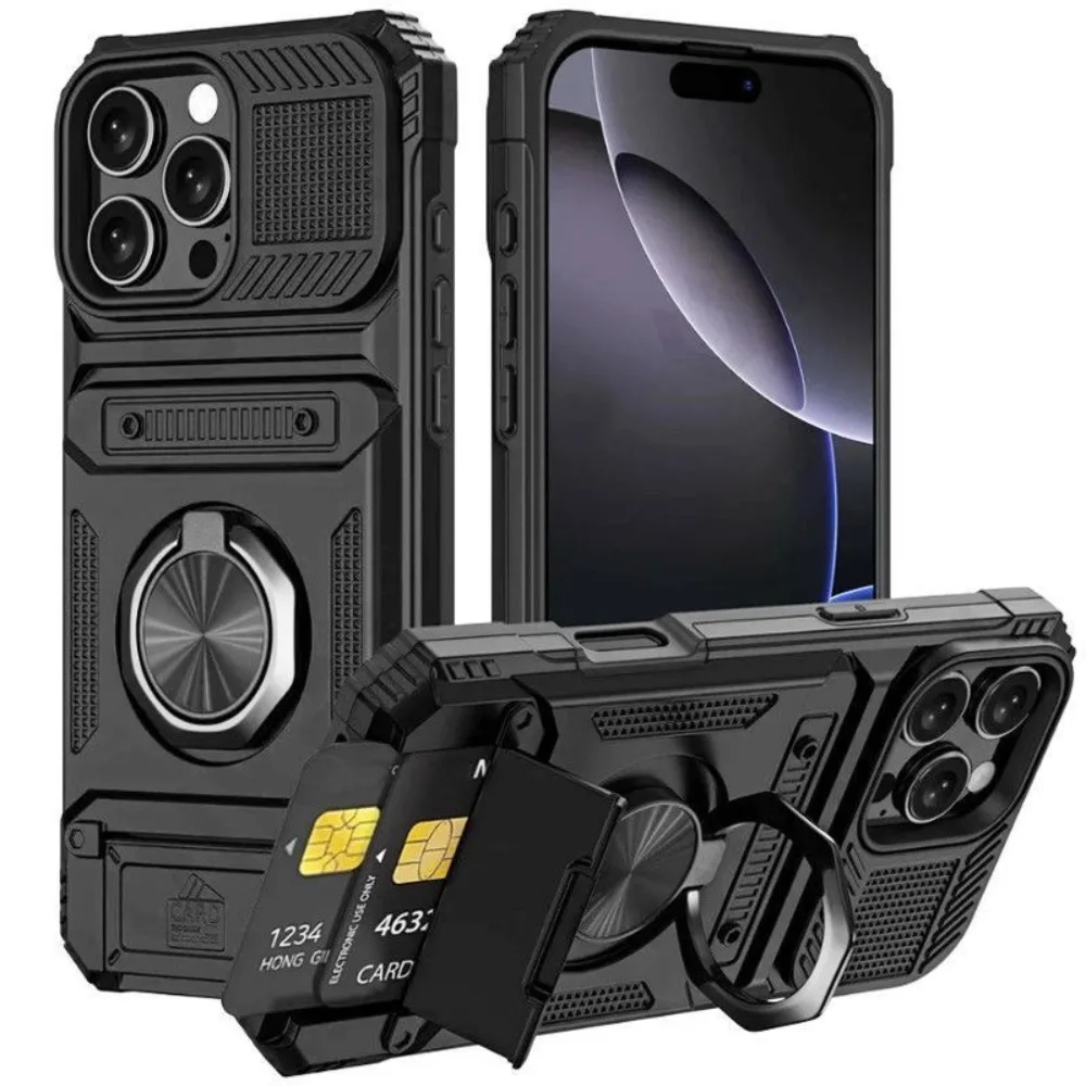 

Case For iPhone 17 16 E 15 14 13 12 Pro Max 7 8 Plus 11 Magnetic Rotated Ring Kickstand Heavy Duty Drop Protection Wallet Cover