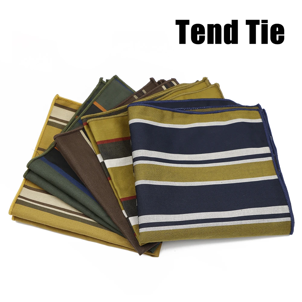 Classic 5 Colors Cotton Pocket Square Men's Casual Striped Pocket Handkerchief Suit Accessory Gift