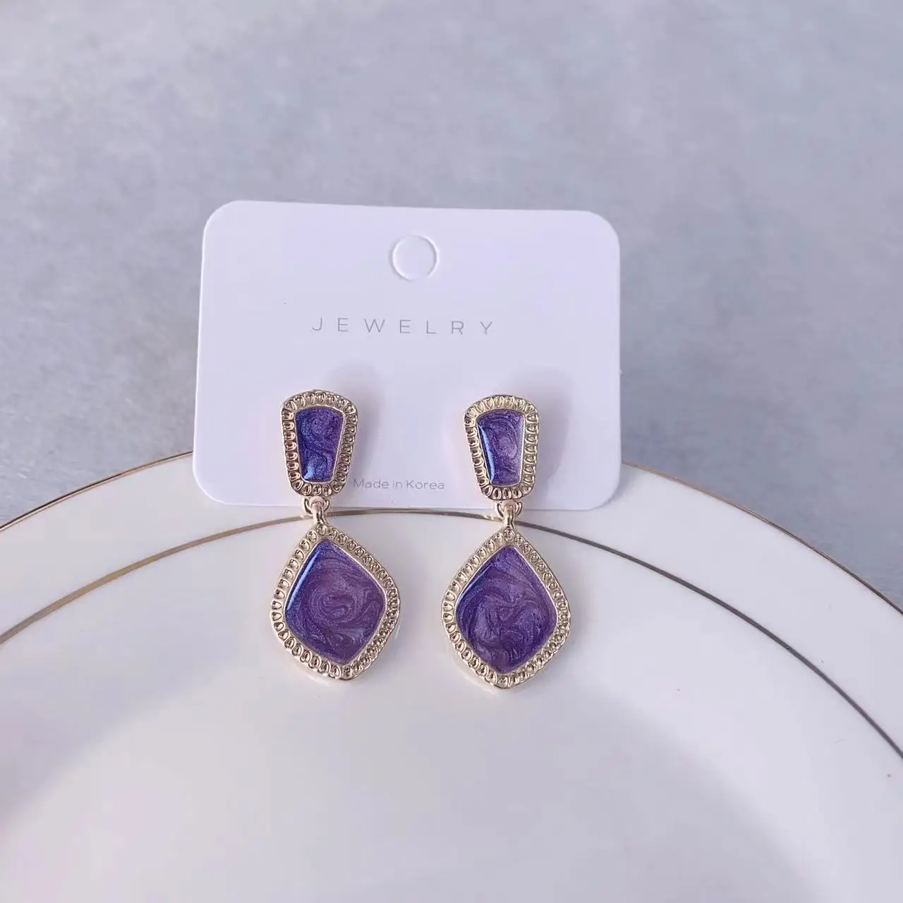 S925 Silver Needle New Purple Series Oil Dropping Love Earrings, Luxury and Luxury Luxury Earrings, Small Fresh Earrings