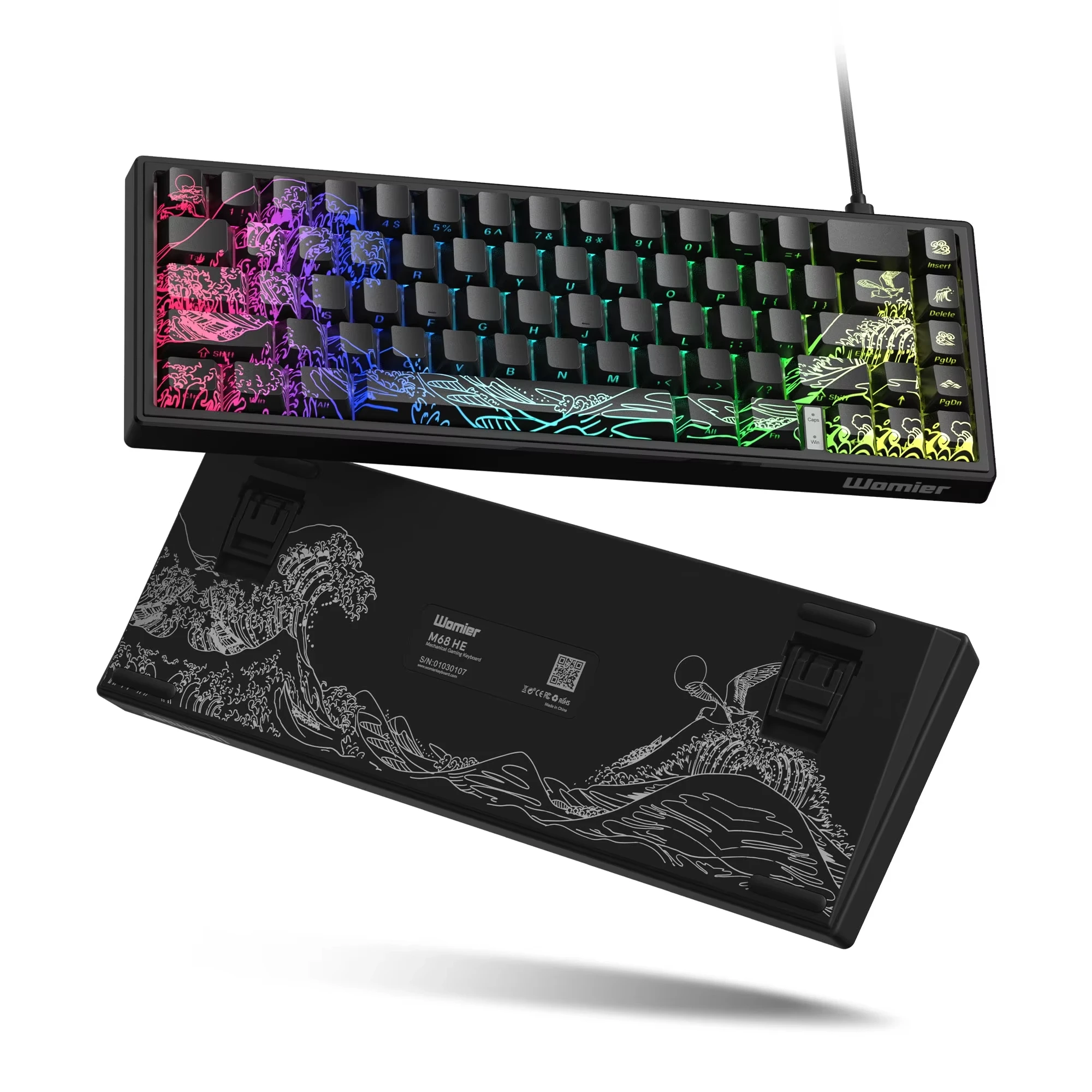 Womier M68 HE V2 Black Coral Sea Web Drive Rapid Trigger Rgb Mechanical Keyboard Magnetic Switches Wired Keyboards for Mac Win