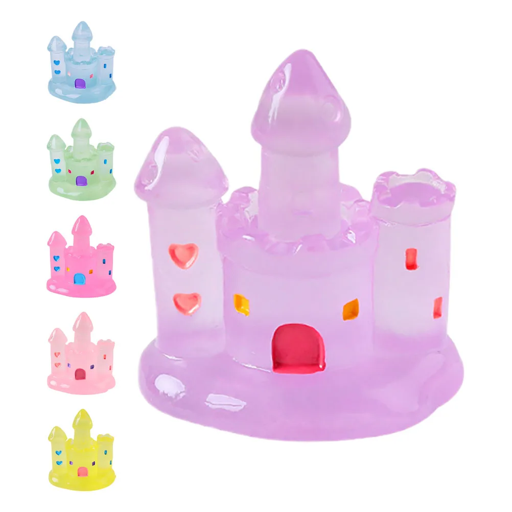 

6 Pcs Luminous Castle Decorations Fairy Garden Ornaments Dollhouse Miniature Resin Crafts Sculpture Figurine
