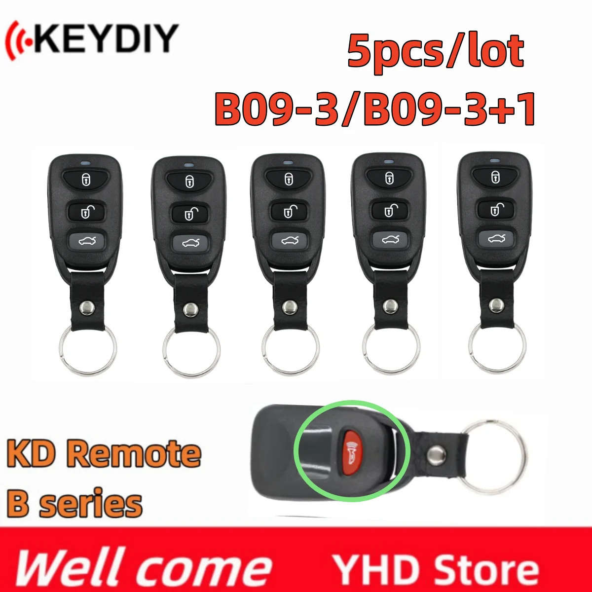 

5 шт. универсальных автомобильных ключей-пультов KEYDIY KD B09 в стиле Hyundai с 4 кнопками для KD900+URG200 KD-X2 B Series