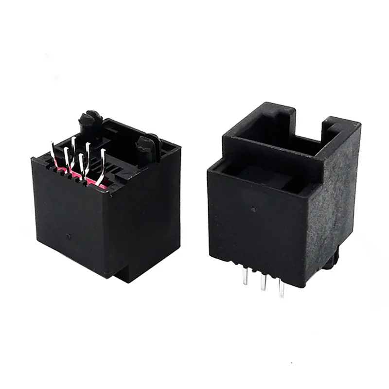 10PCS 5222 6P6C flat pin telephone RJ11 socket all-plastic with stepped stand-off RJ25 female connector 180-degree DIP plug RJ12