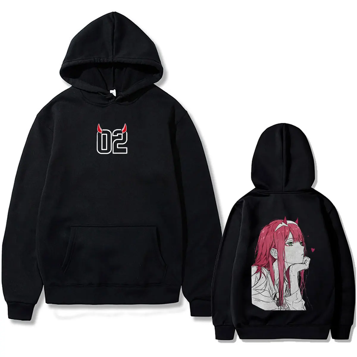 Sudadera con Capucha Anime Darling in The Franxx Zero Two para Hombre y Mujer, Estilo Manga de los 90, Casual, Oversize, Y2K, Unisex, Moda Vintage