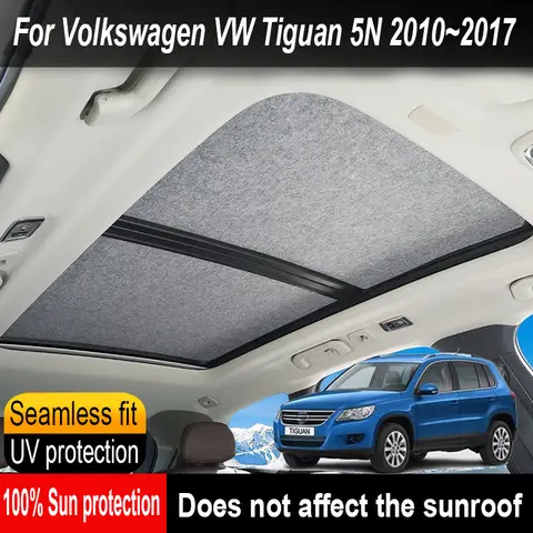 폭스 바겐 VW Tiguan 5N 2010 ~ 2017 16 용 자동차 선 루프 절연 지붕 바이저 안티 UV 정전기 흡착 스카이 커튼 Sunshade