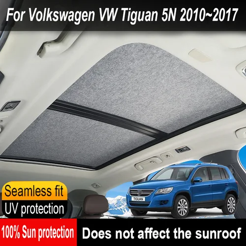 Imagen 1 del producto Visera de techo aislante para techo solar de coche, parasol de cortina de cielo de adsorción electrostática Anti-UV para Volkswagen VW Tiguan 5N 2010 ~ 2017 16