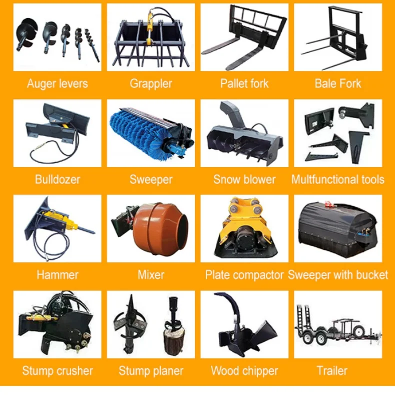 جرافة انزلاقية صغيرة المسار 400 كجم مع جزازة العشب الغابات مولشر