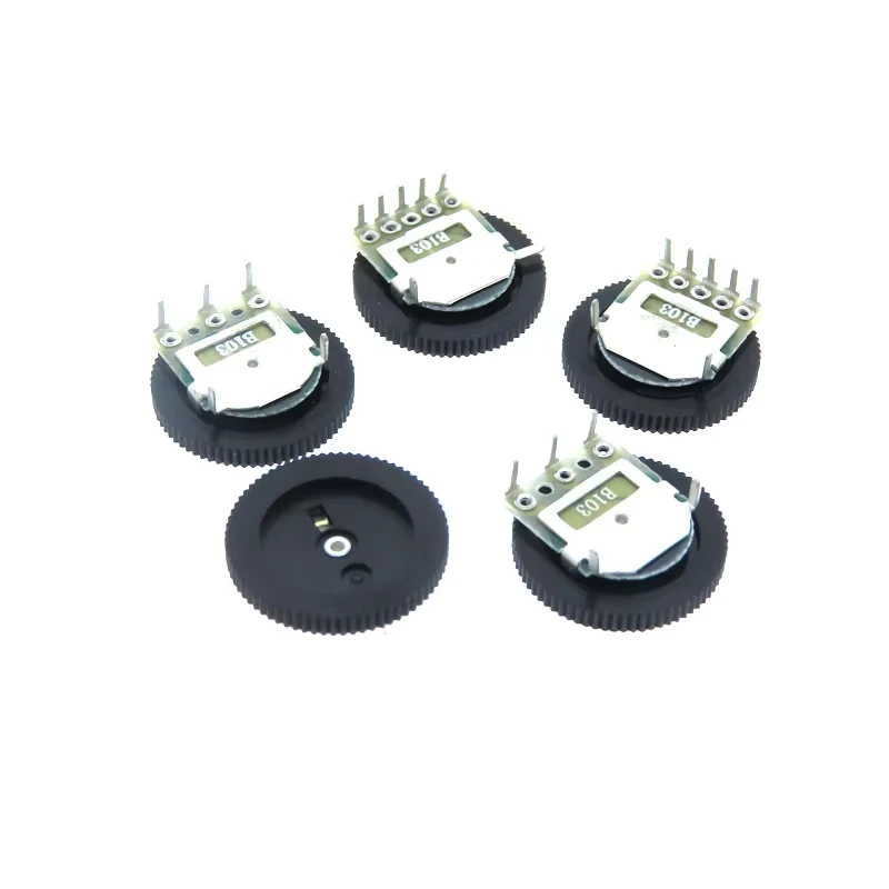 10PCS/LOT 3Pin 5Pin Single Double Dial Taper Volume Wheel Duplex Potentiometer 16*2MM B102 B103 B203 B503 B104 1K 2K 5K 10K 20K