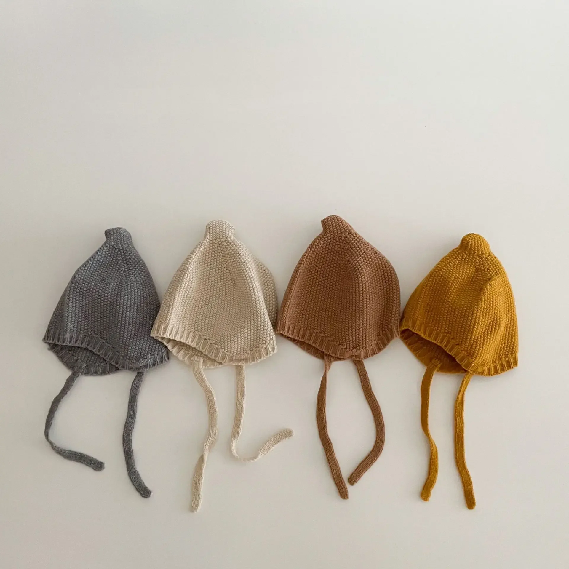 

Cute Baby Knitted Hat Winter Warm Infant Ear Protection Bonnet Solid Color Kids Crochet Earmuffs Cap 2-6Years