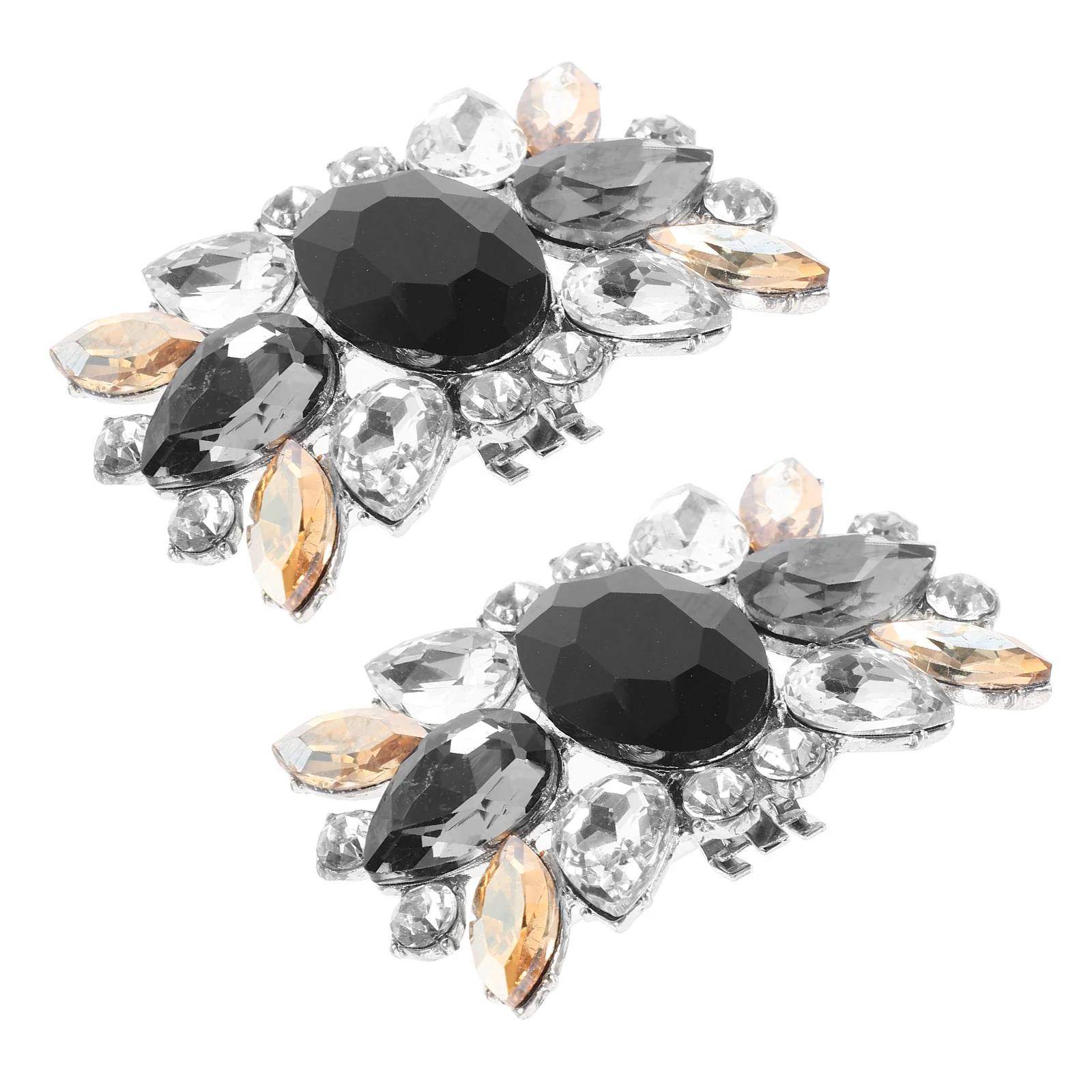 

2 Pcs Rhinestone Shoe Buckle Clips Decorative Accessories for Women Wedding Banquet Party Gray Color Charm Shoe Flowers
