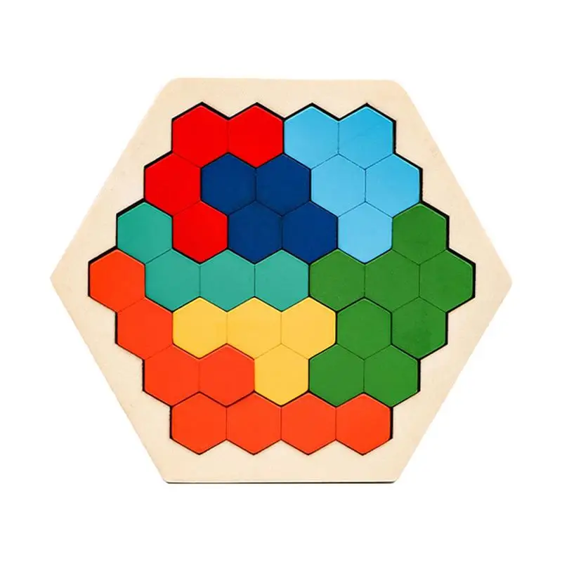 

Kids Wooden Puzzles Wood Honeycomb Jigsaw Brain Teasers Color Puzzles Colorful Kindergarten Toys Engaging Logic Puzzles For All