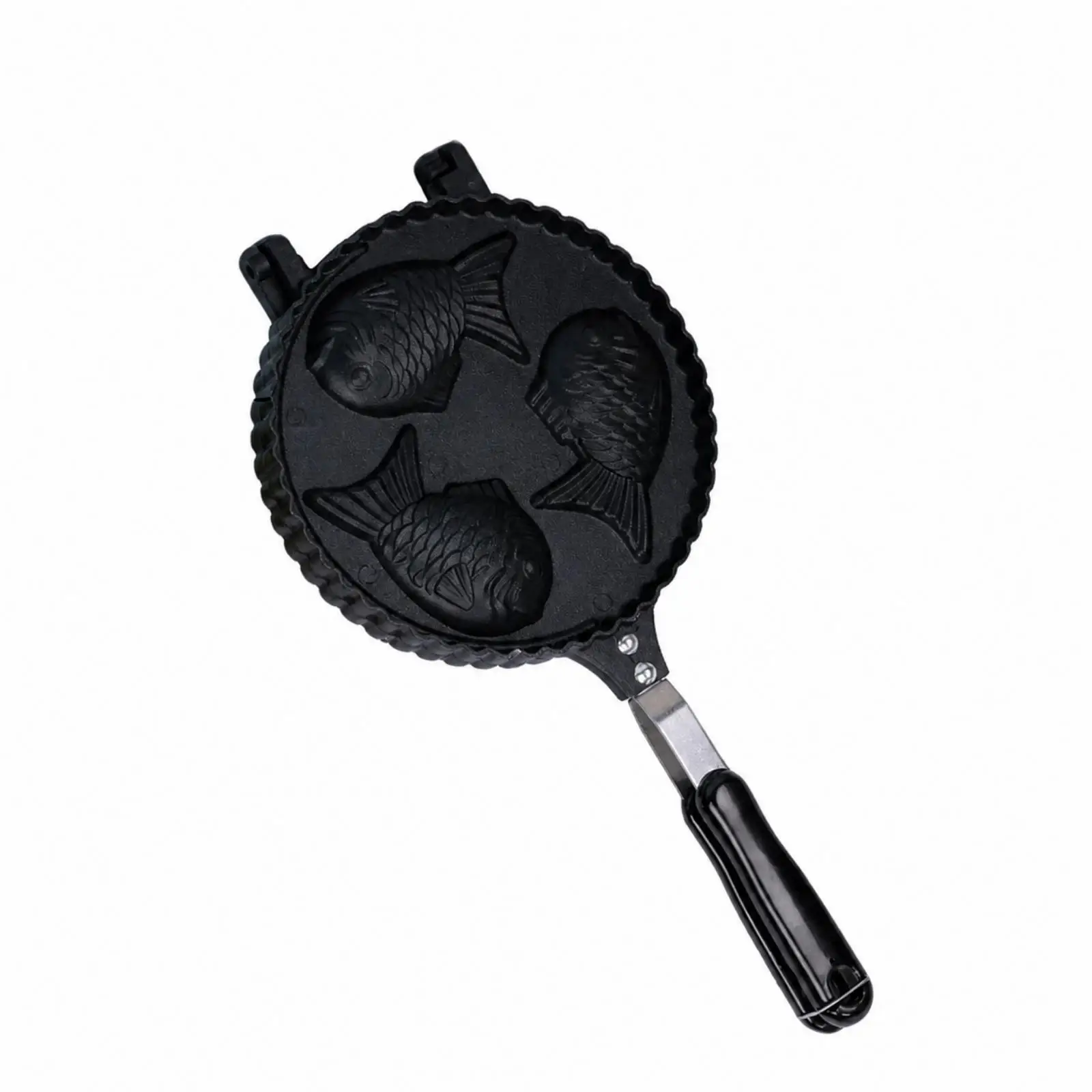 Nonstick Fish Shaped Cake Pan Waffle Baking Mold for Gas Stove Aluminum Alloy Construction Seabream Pastry Maker with Handle