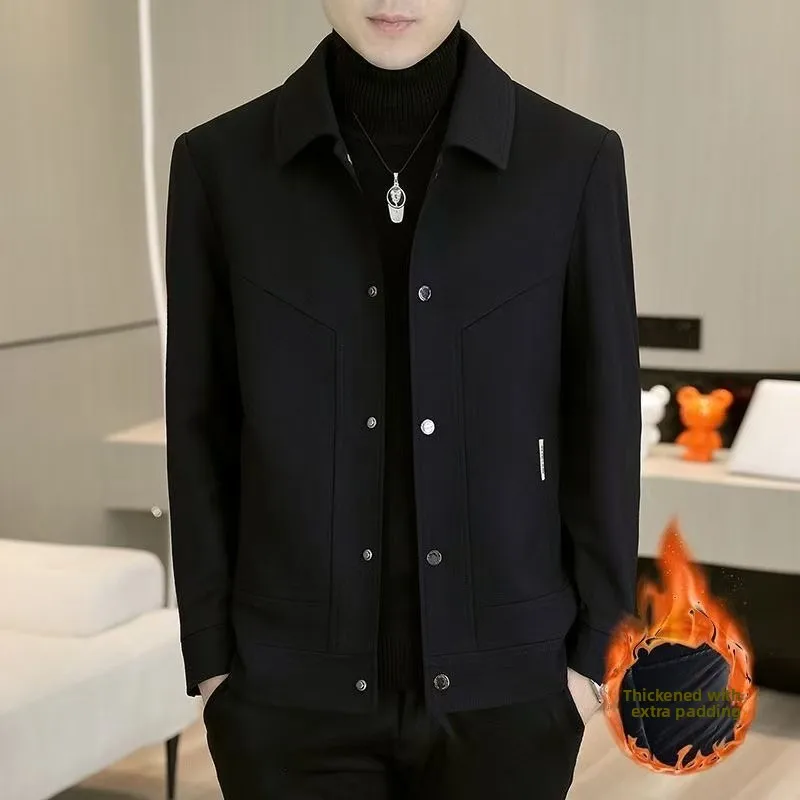 

Мужская повседневная хлопковая куртка: теплая, модная, универсальная, осенне-зимняя, с отложным воротником, простая, стильная, удобная верхняя одежда