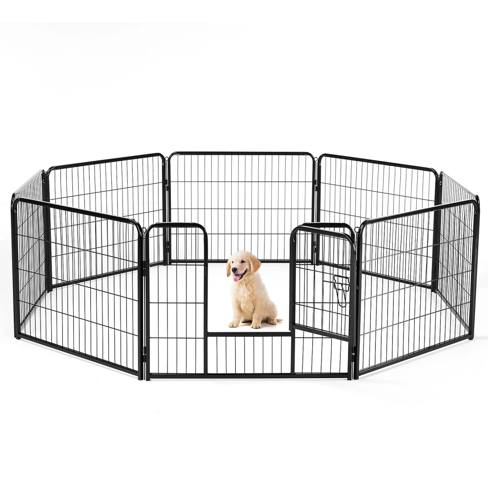 

Dog Playpen Indoor with Door Fence for Small Pet Animals Puppy Cage with Gate for Yard Outdoor 8 Panel 24 Inch Tall Black