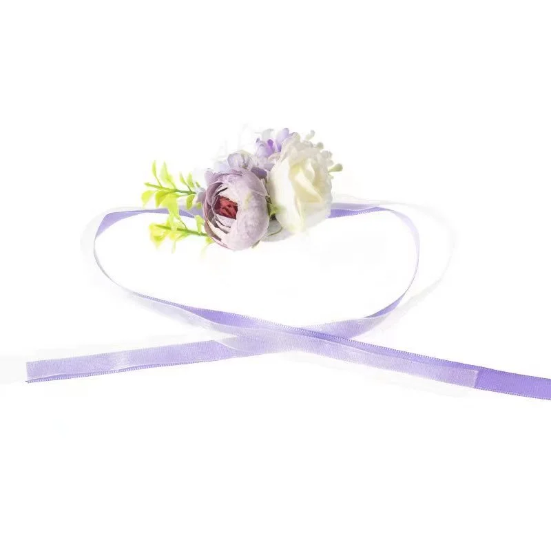 Licht Paars Kunstmatige Rose Bloemen Boutonnires Pols Corsage Bruidsmeisje Bruiloft Accessoires Buche Di Fiori Per La Sposa