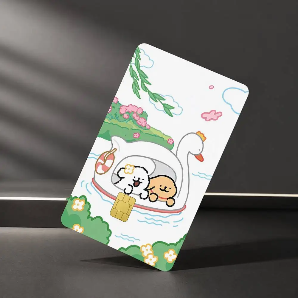 Cartoon Line M-Maltese Dogs Sticker Film Tape Skin for Credit Card Debit Card Waterproof