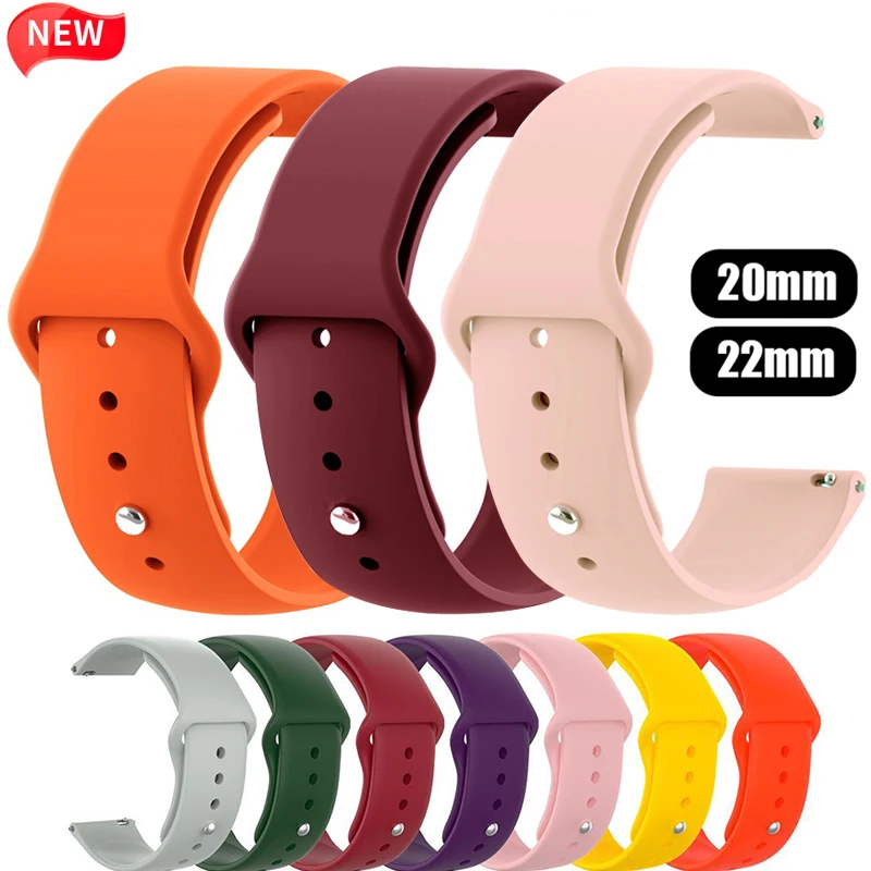 20mm/22mm strap For Samsung Galaxy watch 4 6 Classic/5/5 pro/3/46mm/42mm/Active 2 Gear S3 Silicone bracelet Huawei GT 2/pro band