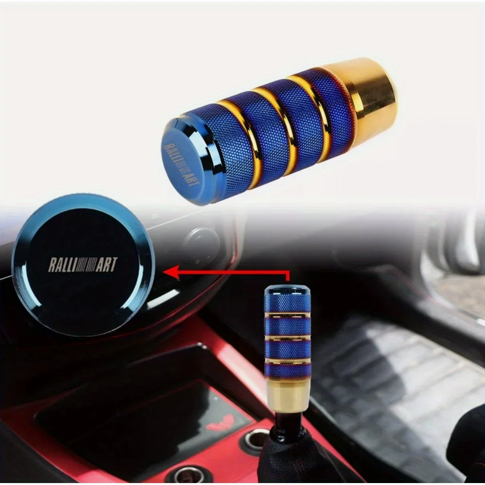 RALLIART Burnt Blue Gold Titanium Stick Gear Shift Knob Lever Shifter Universal