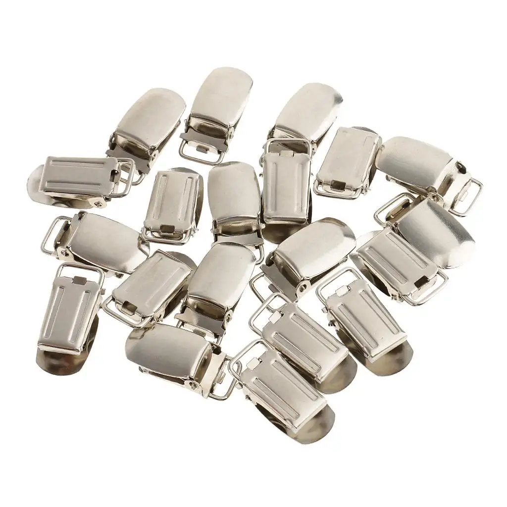 20 Pieces Metal Paci Pacifier Suspender Clips Holder for Crafts 1.5x3cm