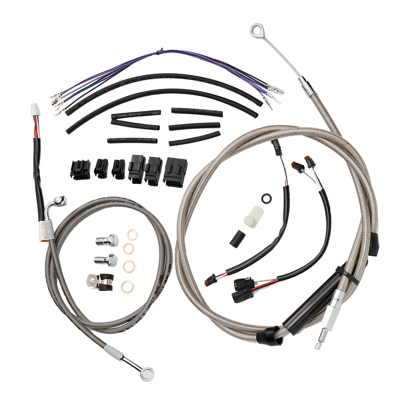 Softail Handlebar Extension Cable Kit for Harley Softail 2016-2017 NO ABS, Brake Line/Clutch Cable/Throttle Cable/CAN-Bus