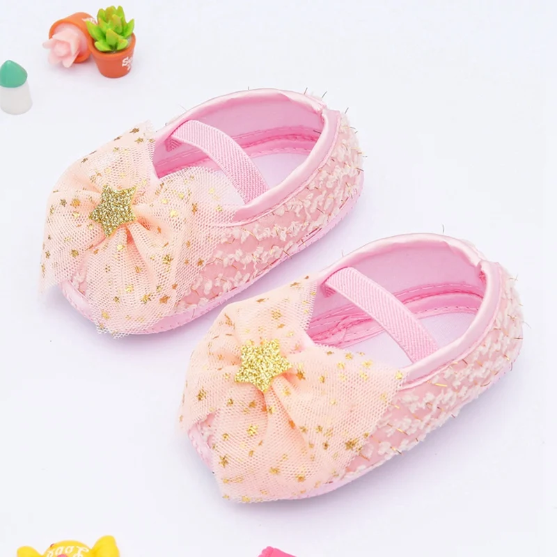 Sweet Lace Bowknot Baby Girl Princess Shoes Newborn Fashion First Walkers Infant Soft Soled Non-slip Footwear Crib Shoes