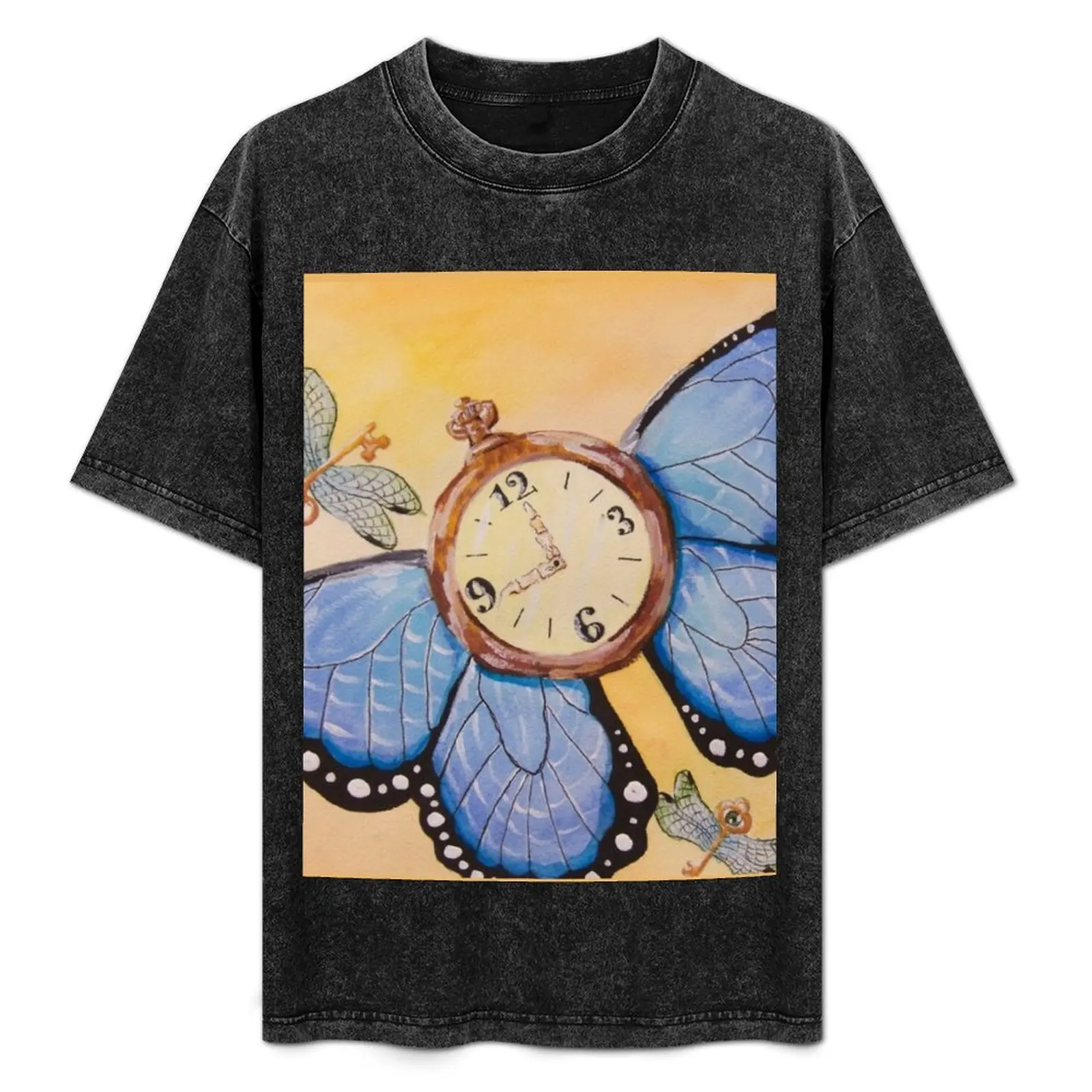 

Clockwork Butterfly (Time Flies) T-Shirt Casual Basic Short Sleeve T-Shirt
