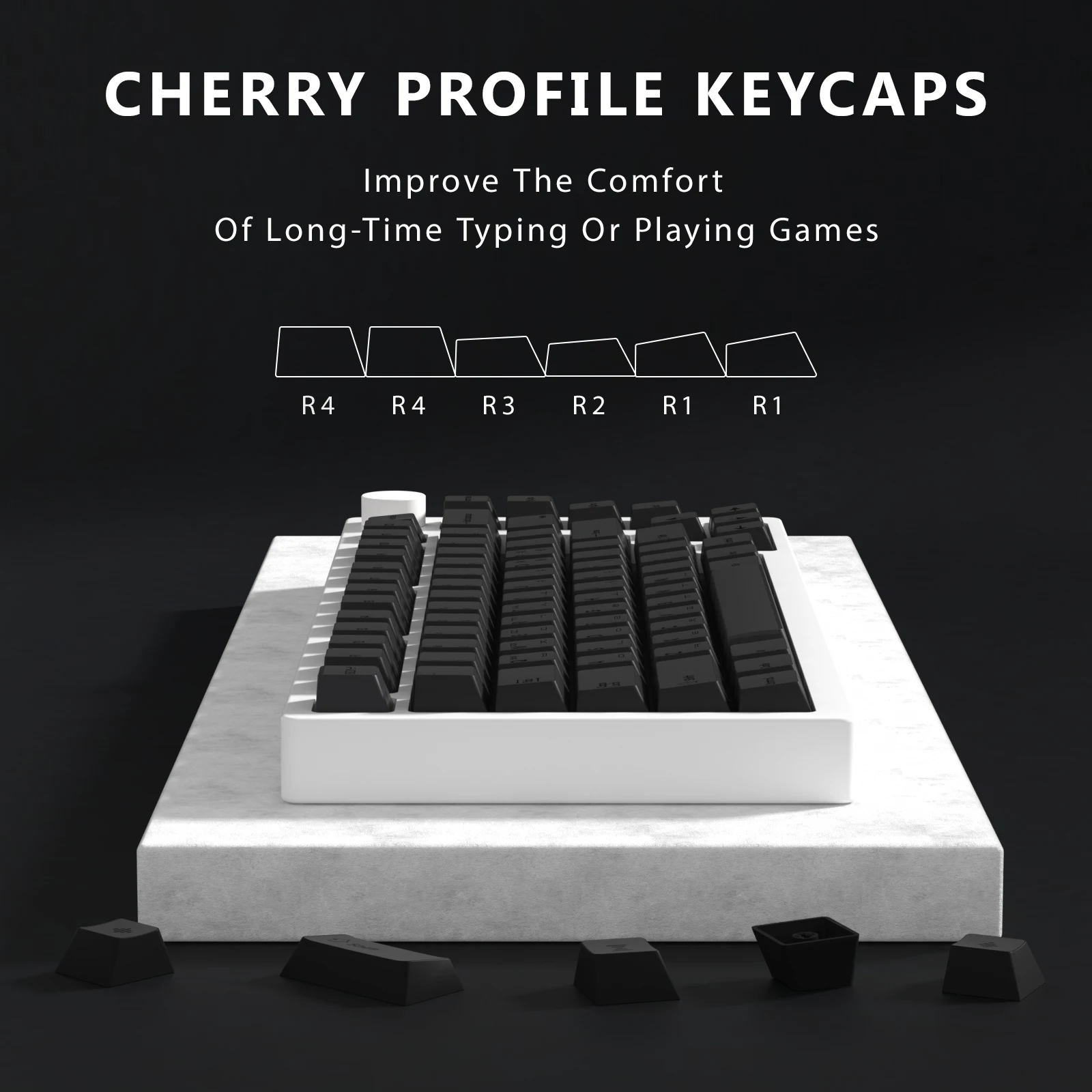 KBDiy Korean Retro GMK Keycaps Minimal Gray Cherry Profile PBT Keycap Set for Coutom Gamer Mechanical Keyboard DIY 60% Key Caps