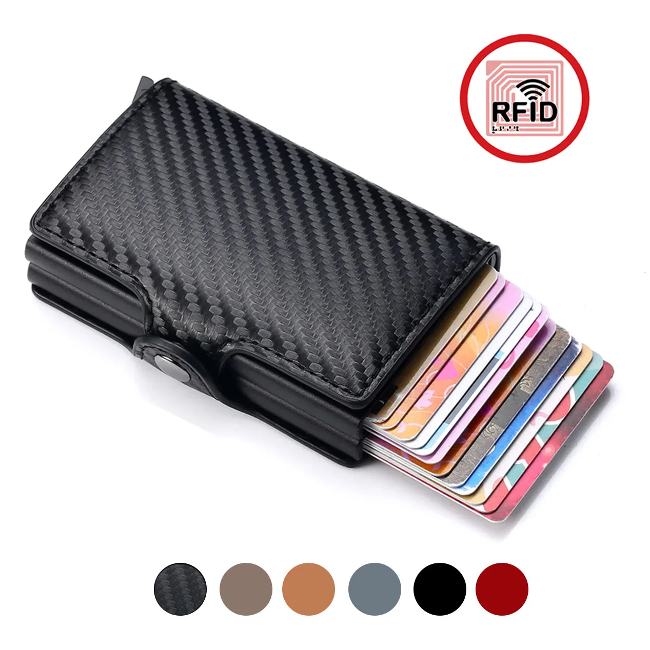 Rfid Men Card Wallets Carbon Fiber Slim Mini Wallet 14 Card Holders Small Money Bag Male Purses