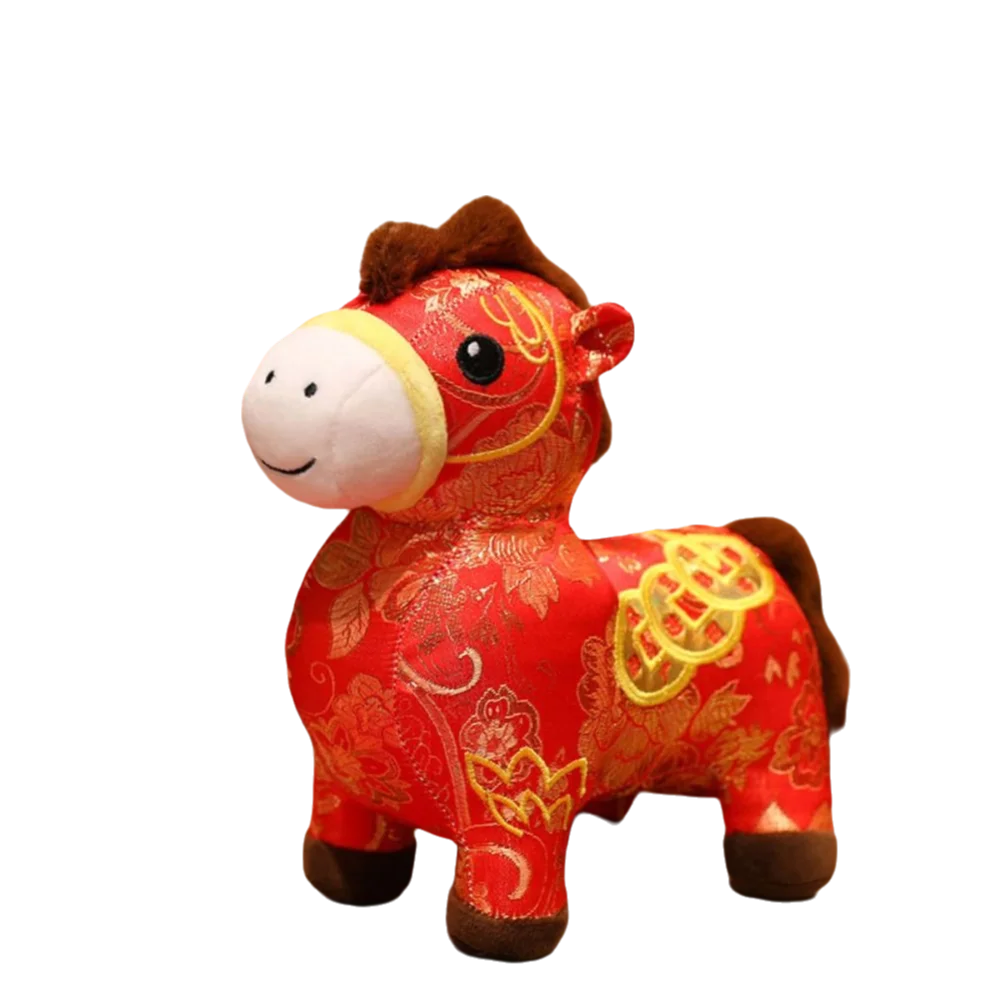 Tradizionale Cartone Animato Animale Cavallo Peluche Fortunato 18/28 cm Zodiaco Cinese Cavallo Carino Ricamo Pony Peluche Bambola Amici Regalo