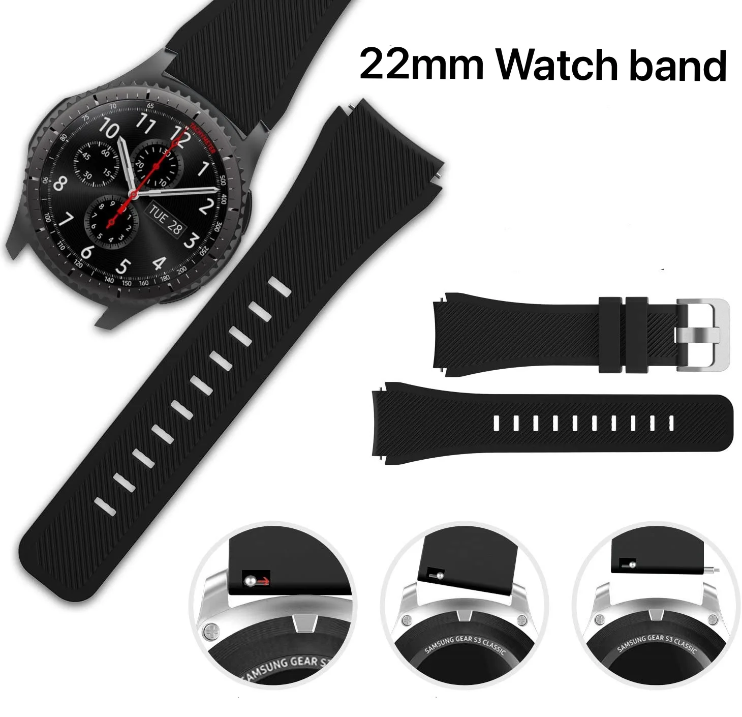 22mm Watch Band For Samsung Galaxy Watch 3 Gear S3 Amazfit Stratos 3/GTR Silicone Bracelet Belt For Huawei Watch 4/3/GT4-3 band