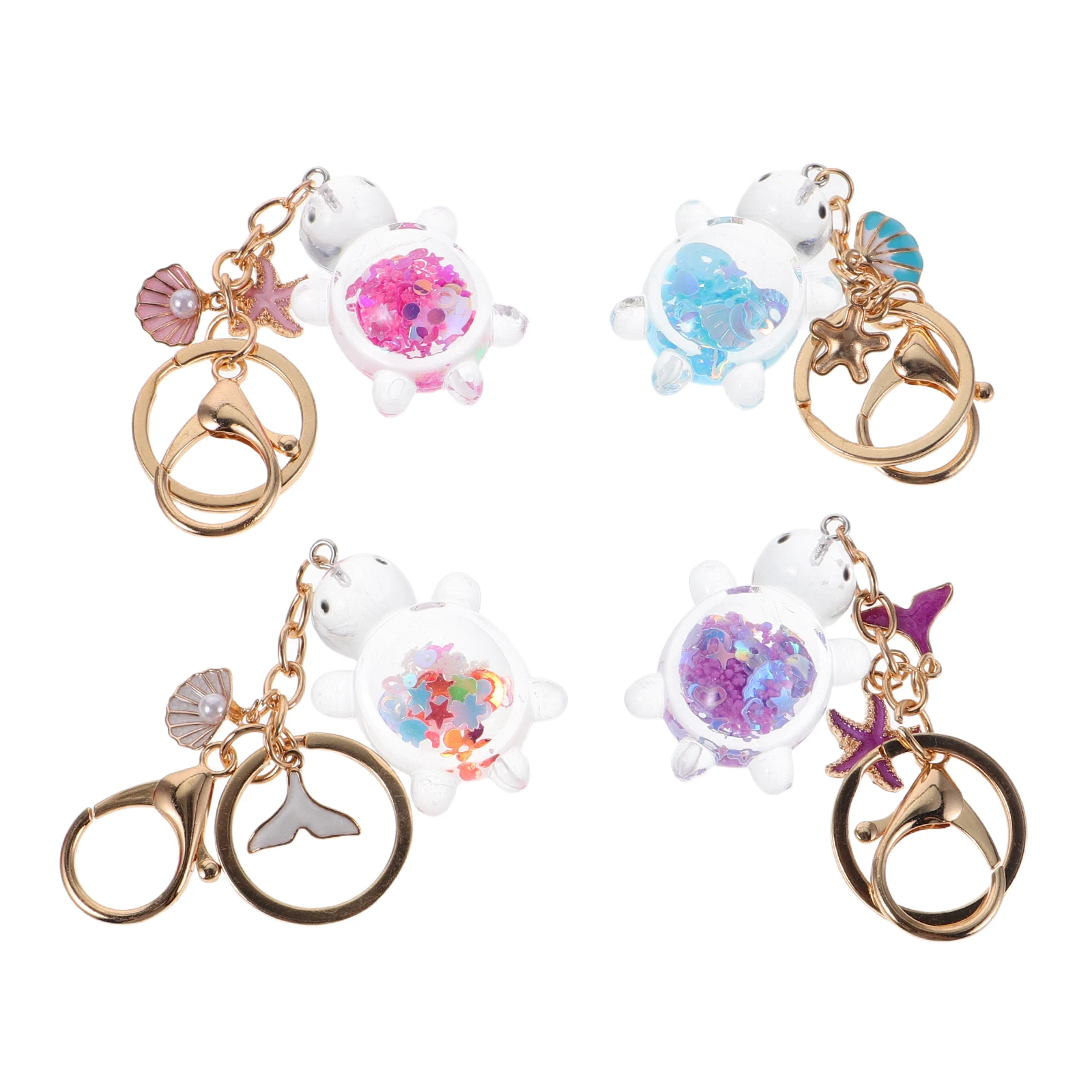 

4 Pcs Luminous Animal Keychain Mini Turtle Pendants Wallet Alloy Bag Charms Travel