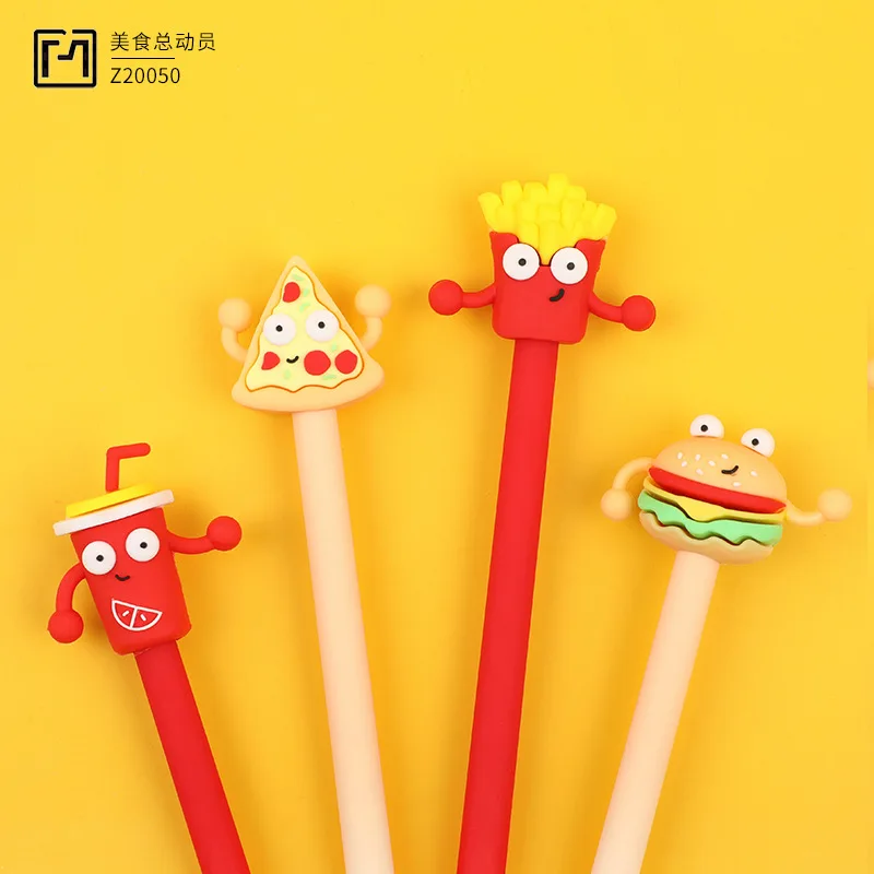 48PCS0.5mm Full Needle Tube Gender-neutral Pen, Cute Cute Food Mobilization Student Stationery Silicone Gender-neutral Pen