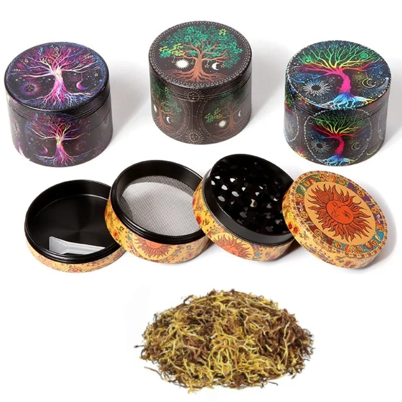 50mm 4 Layer Zinc Alloy Herb Grinder, Metal Spice Crusher with Pollen Catcher, Durable Tobacco Grinder for Smoking Accessories