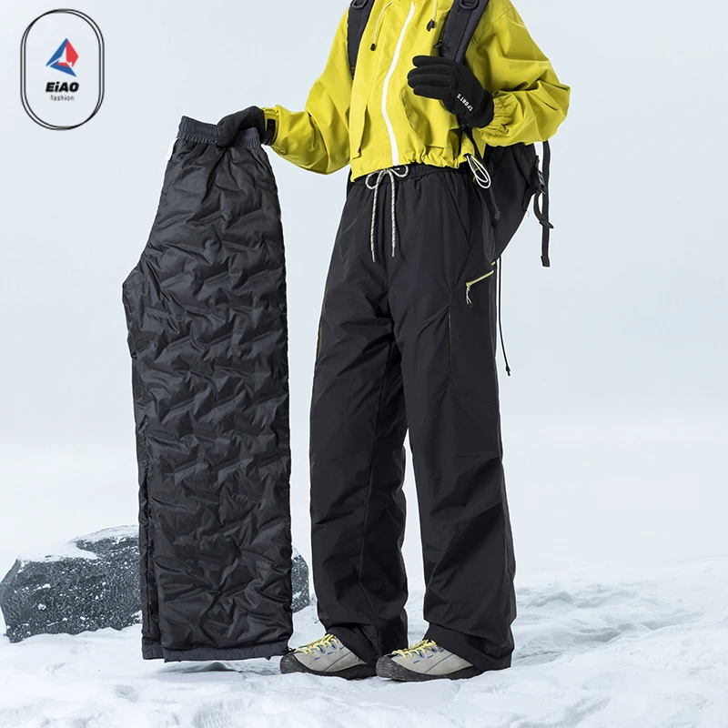 

EIAO Ultra-light Ski Down Pants Men Women Travel Snowboard Padded Pants 2026 Winter Windproof Waterproof Snow Skiing Trousers