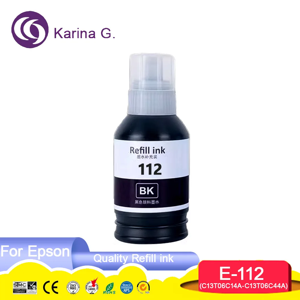 Imagem -05 - Premium Compatível Água-tinta Baseada do Pigmento do Reenchimento da Garrafa para Epson L6490 L6550 L6570 L6580 L11160 L15150 L15160 L15180m15140 M15180 112 C13t06c14a T06c Cor