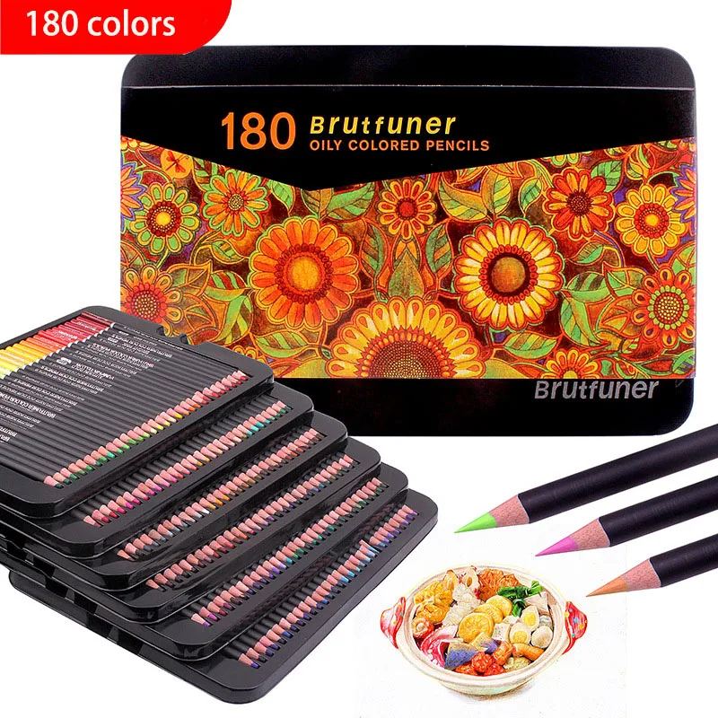 180 Colors Color pencil  DIY set includes: Wooden Color Pencil Sharpener Eraser School Office Supplies Art Stationery