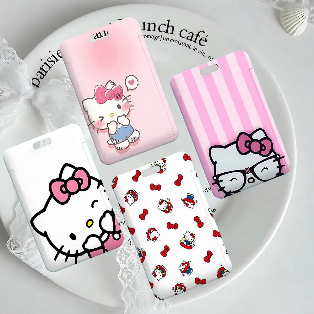 Cute Cartoon-H-hello-k-KittyS Kawaii NFC Contactless Sliding Card Sleeve For Student Cards, Bus Cards, ID Cards, And Work Permit