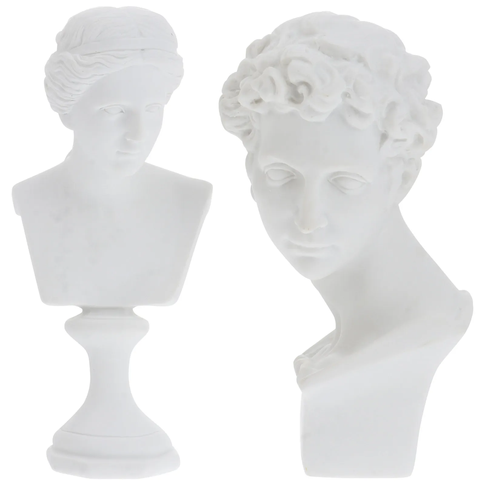 2Pcs Mini Greek Bust Statue Resin Sculpture Home Office Desktop Decoration Living Room Bedroom Wedding Gift Exquisite Realistic