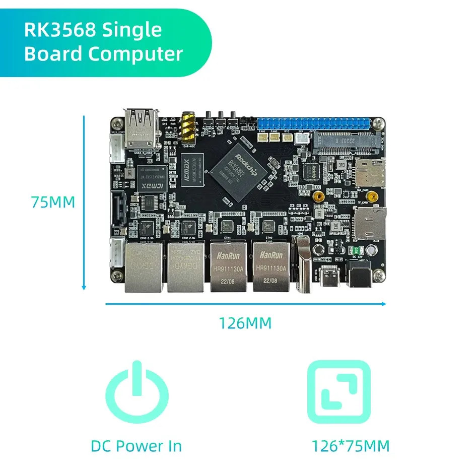 Imagem -04 - Sbc Dual Ethernet Electronic Game Kit Faça Você Mesmo Placa de Desenvolvimento Eletrônico Compatível com Raspberry pi Rockchip-rk3568