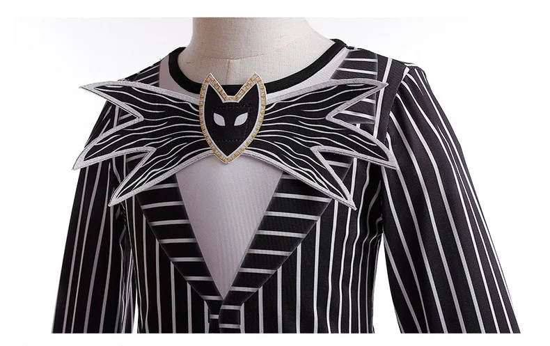 New Children\'s Costumes The Nightmare Before Christmas Skeleton Jack Cosplay Baby Striped Two-Piece Halloween Character Dress Up