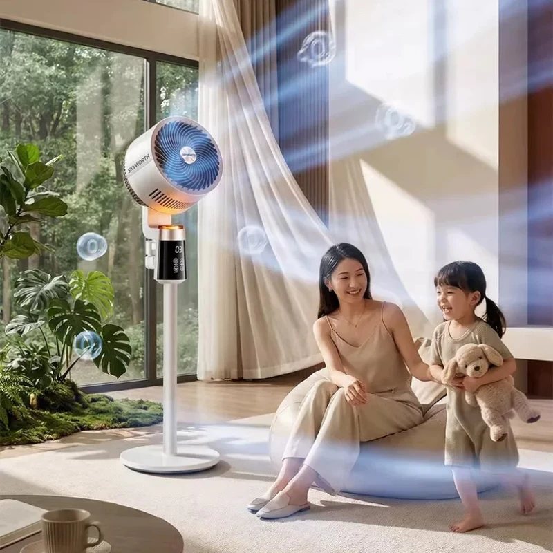 Bedroom Floor Fans Adjustable Heights Timed Air Circulation Fan Quiet Large Cooling Fan Standing Powerful Fan for Office Home