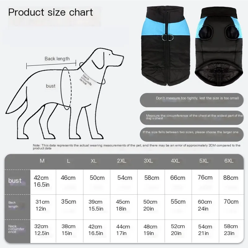 Waterproof and Warm Dog Jacket Vest,Winter Dog Clothing Strap,French Bulldog Coat,Pet Clothing Suitable for Small and Large Dogs