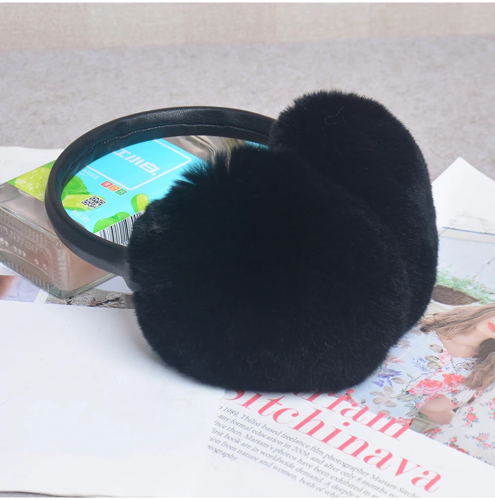 Rex Rabbit Fur Hang Ear Cover Warm Winter Earmuffs Headwear Ear Muffs Fur Earmuffs Cold Ear Warmer Fold Ear Protection Headband