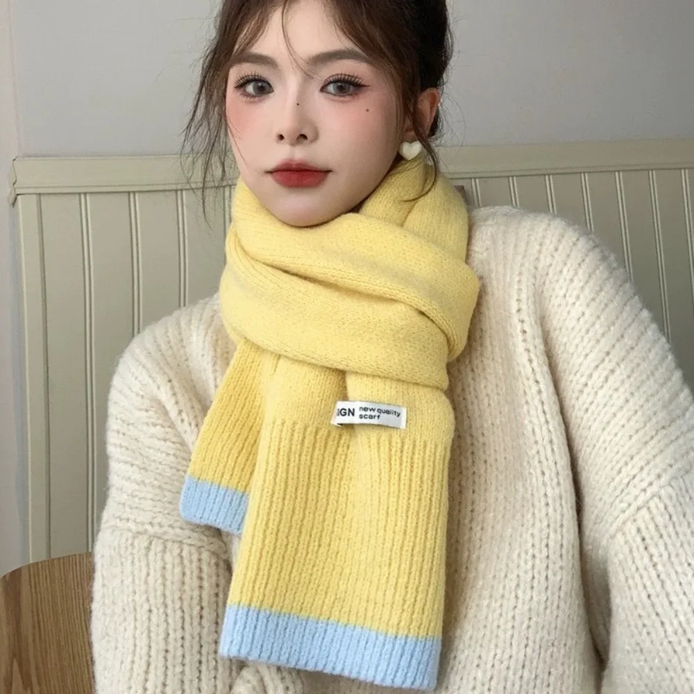 

Модный многоцветный вязаный шарф в корейском стиле, теплые холодостойкие зимние шерстяные шарфы, повседневные утепленные женские кашемировые шаль для девочек