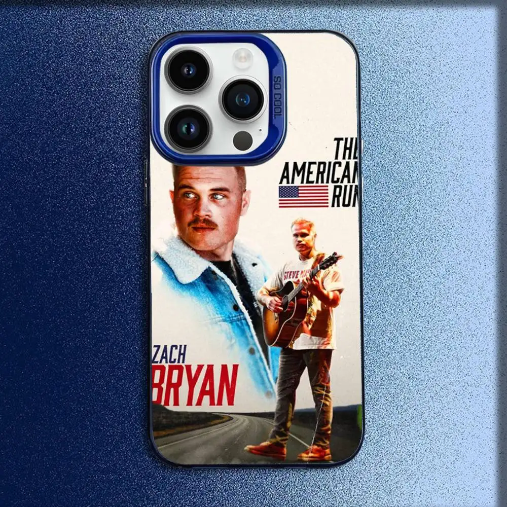حافظة هاتف Singer Z-Zach Bryan لهاتف iPhone 16,15,14,13,12,11,Mini,Pro,E,MAX غطاء مقاوم للصدمات باللون الأزرق غير اللامع